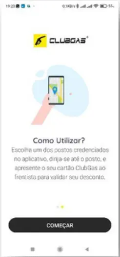 Passo a passo no aplicativo celular para usar o desconto em posto de combustível do Clube RB Protege.