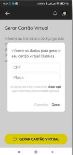 Mensagem de confirmação de termos ou aviso para resgate de desconto em posto de combustível no aplicativo RB Protege.
