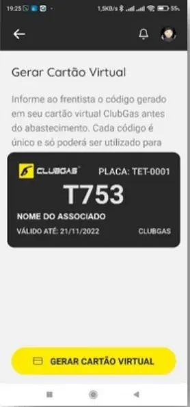 Código ou cupom de desconto gerado na tela do aplicativo do Clube RB Protege para postos de combustível.